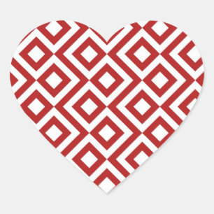 Sticker Cœur Meander rouge et blanc