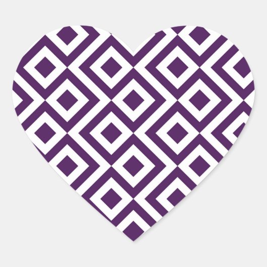 Sticker Cœur Meandre violet et blanc (Devant)