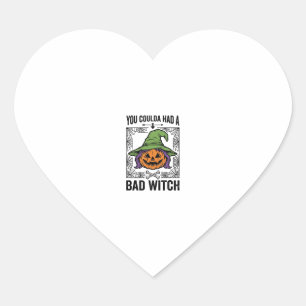 Sticker Cœur Méchante Sorcière Drôle de Citrouille d'Halloween