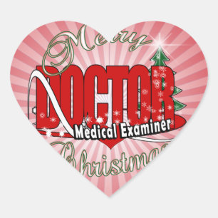 STICKER CŒUR MÉDECIN DE NOËL EXAMINATEUR MÉDICALE