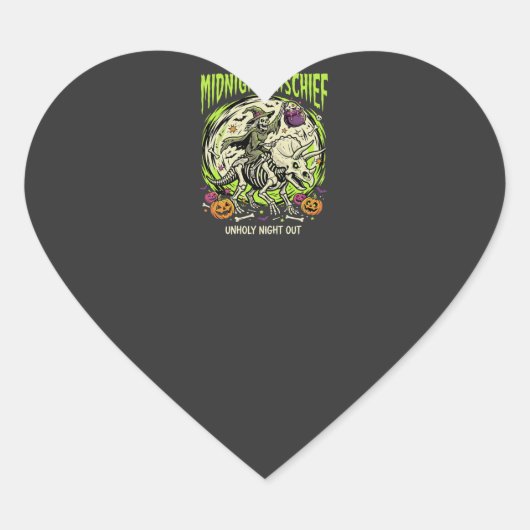 Sticker Cœur Méfait de cavalier d'os d'Halloween (Devant)