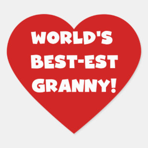 Sticker Cœur Meilleur cadeau Granny White Text Tshirts du monde