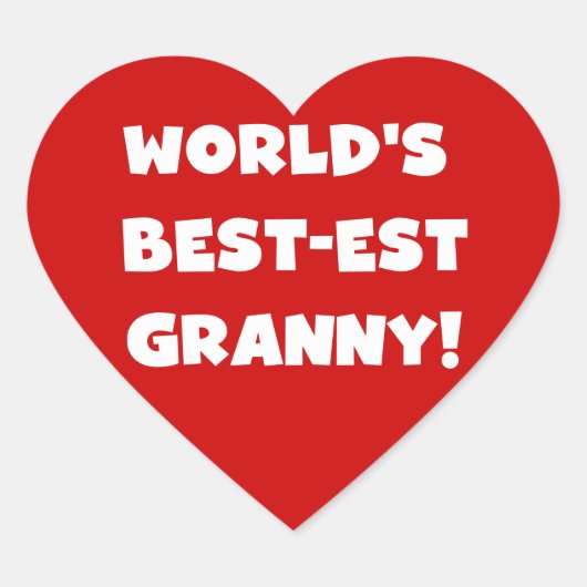 Sticker Cœur Meilleur cadeau Granny White Text Tshirts du monde (Devant)
