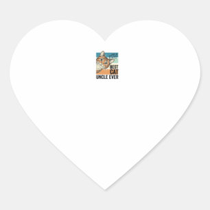 Sticker Cœur Meilleur Oncle Chat Ever Design Vintage Amateur de