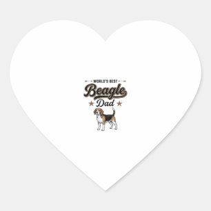 Sticker Cœur Meilleur Papa Beagle du Monde Chien Vintage