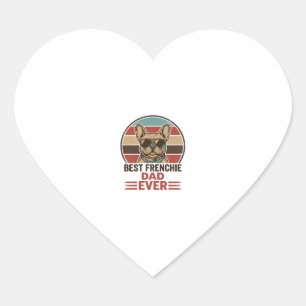 Sticker Cœur Meilleur Papa Frenchie Ever Vintage Bulldog Shirt_