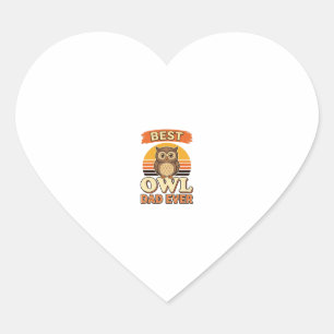 Sticker Cœur Meilleur papa hibou jamais design de t-shirt gravu