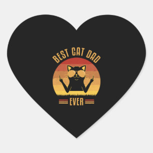 Sticker Cœur Meilleur père de chat jamais