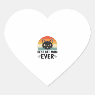 Sticker Cœur Meilleure Maman de Chat Rétro Visage de Chat Desig