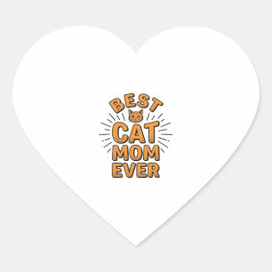 Sticker Cœur Meilleure Maman de Chat Vintage Design de Gravure_