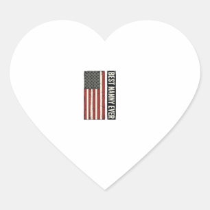 Sticker Cœur Meilleure Nounou Patriote Vintage Drapeau Chemise