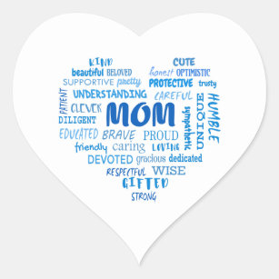 Sticker Cœur Meilleures qualités de mère et caractéristiques de