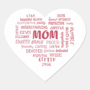 Sticker Cœur Meilleures qualités de mère et caractéristiques de