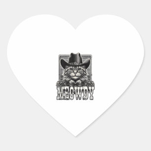 Sticker Cœur Meowdy Cat Cowboy Cowgirl Meow Howdy Halloween Cos