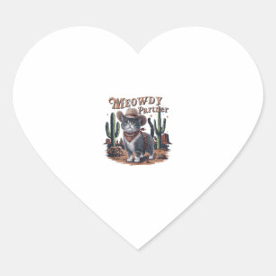 Sticker Cœur Meowdy Partner Cowboy Chat Vintage