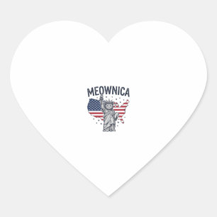 Sticker Cœur Meownica Chat Patriotique Design Vectoriel Vintage