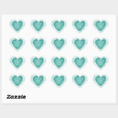 Sticker Cœur Merci - 100e Motif Turquoise/blanc (Feuille)