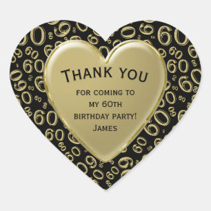 Sticker Cœur Merci - 60e Motif numérique Or et noir