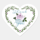 Sticker Cœur Merci Aquarelle Floral Blue Macaron Bakery (Devant)