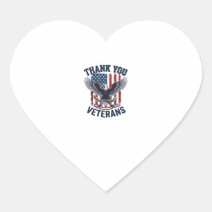 Sticker Cœur Merci aux vétérans aigle patriotique vintage