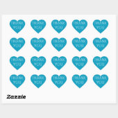 Sticker Cœur Merci Bleu Et Blanc Turquoise Coeur Amour (Feuille)