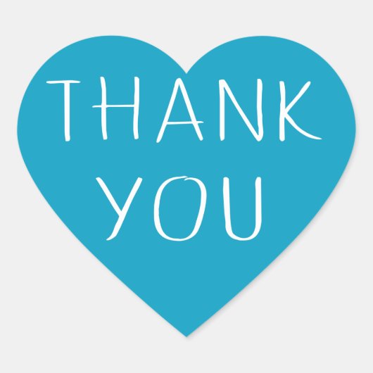 Sticker Cœur Merci Bleu Et Blanc Turquoise Coeur Amour (Devant)