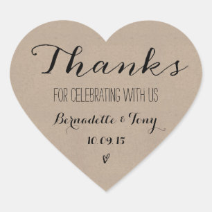 Sticker Cœur Merci D'Avoir Célébré Avec Nous ! Merci mariage