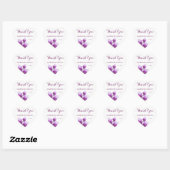 Sticker Cœur Merci de Mariage d'aquarelle violet Calla Lily (Feuille)