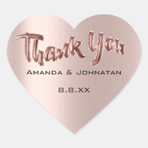 Sticker Cœur Merci De Nom Ballons Rose Mariage Anniversaire