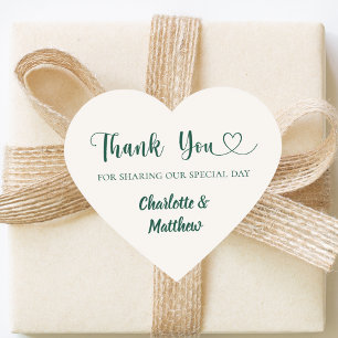 Sticker Cœur Merci de partager notre jour de mariage vert ivoir