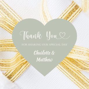 Sticker Cœur Merci de partager notre jour de mariage vert sauge