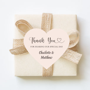 Sticker Cœur Merci de partager notre jour rose taupe mariage
