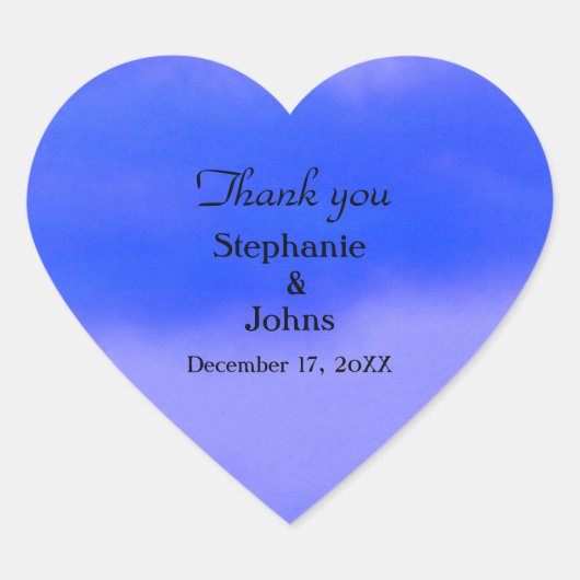 Sticker Cœur Merci Deep Blue Cloud Abstrait Art Mariage (Devant)