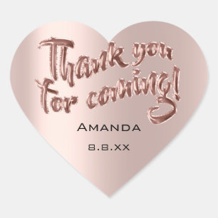 Sticker Cœur Merci d'être venu Rose de cœur Mariage Nuptial Béb