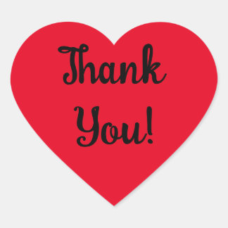 Sticker Cœur Merci ! Écriture noire sur Cœur rouge