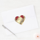 Sticker Cœur Merci Favor Flower Heart Bridal Sweet16th Gold (Enveloppe)