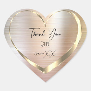 Sticker Cœur Merci Favor Métal Gold Heart Bridal Sweet 16e