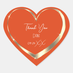 Sticker Cœur Merci Favori Cœur Doré Mariage Douzième
