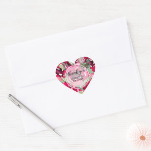 Sticker Cœur Merci Fleurs Aquarelle