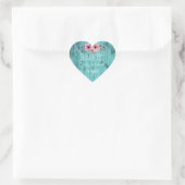 Sticker Cœur Merci Floral | Bois rustique Mariage Turquoise Fav (Sac)