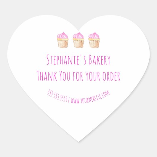 Sticker Cœur Merci Maison Pour Votre Commande Boulangerie Rose (Devant)