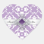 Sticker Cœur Merci Mariage blanc Lily Damask (Devant)