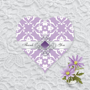 Sticker Cœur Merci Mariage blanc Lily Damask