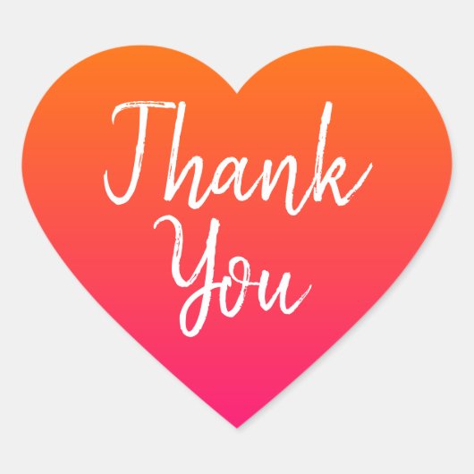 Sticker Cœur Merci Mariage orange et rose chaud (Devant)