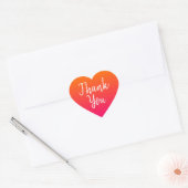 Sticker Cœur Merci Mariage orange et rose chaud (Enveloppe)