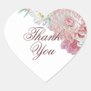 Sticker Cœur Merci Mariage rose