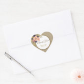 Sticker Cœur Merci Mariage rose floral préféré (Enveloppe)