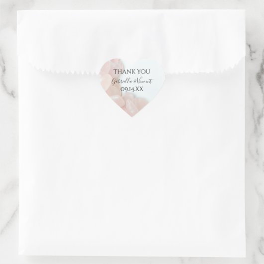 Sticker Cœur Merci Mariage rose Quartz  Favoriser (Sac)
