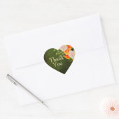 Sticker Cœur Merci Mariage vert or (Enveloppe)