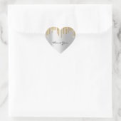 Sticker Cœur Merci Nom Mariage Silver Grey Gold Drivers (Sac)